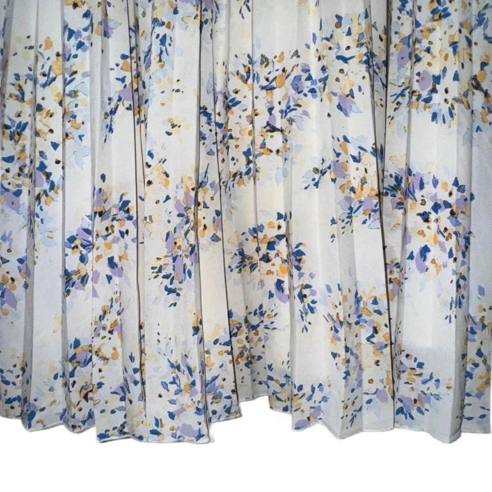 Vince Camuto Floral Pleated A-Line Skirt